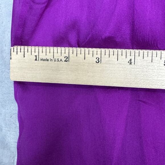 DKNY Blouse Womens Size 12 Purple 100% Silk Sheer Pleated Button Front Top - Picture 12 of 15